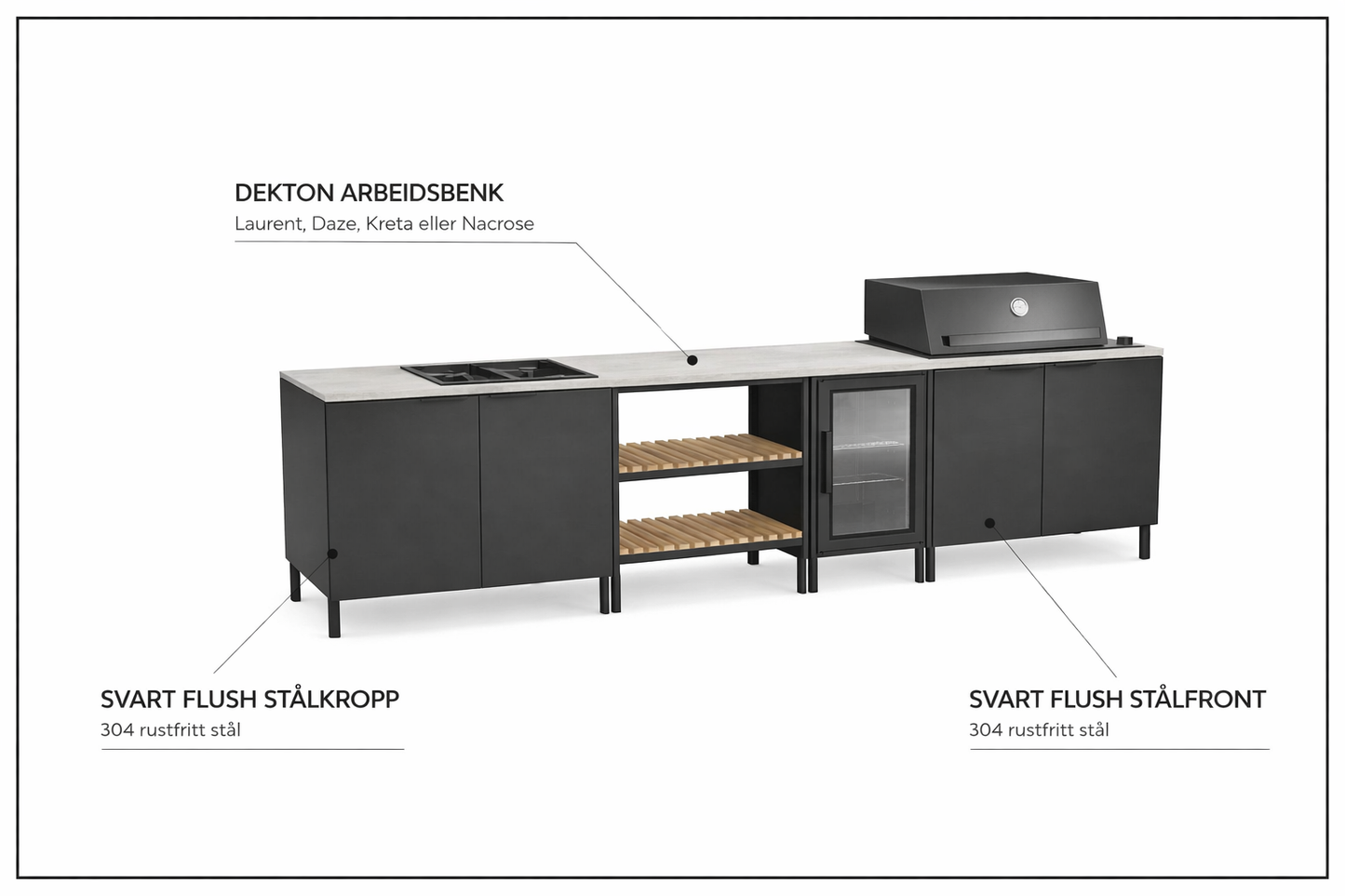 Q-boo Line 100cm modul med 2 brenner